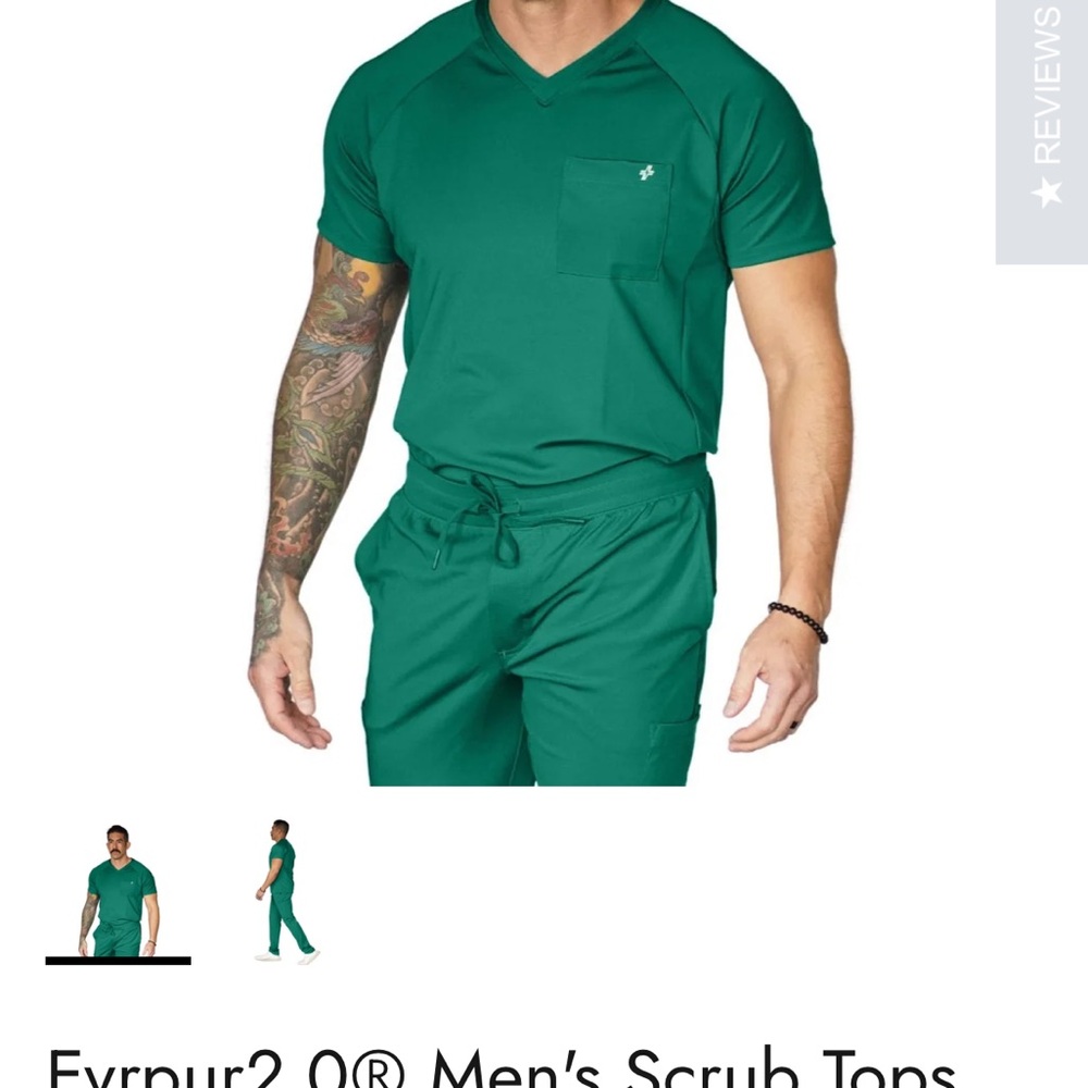 Fitscrubs Hunter Green Scrub Top XS